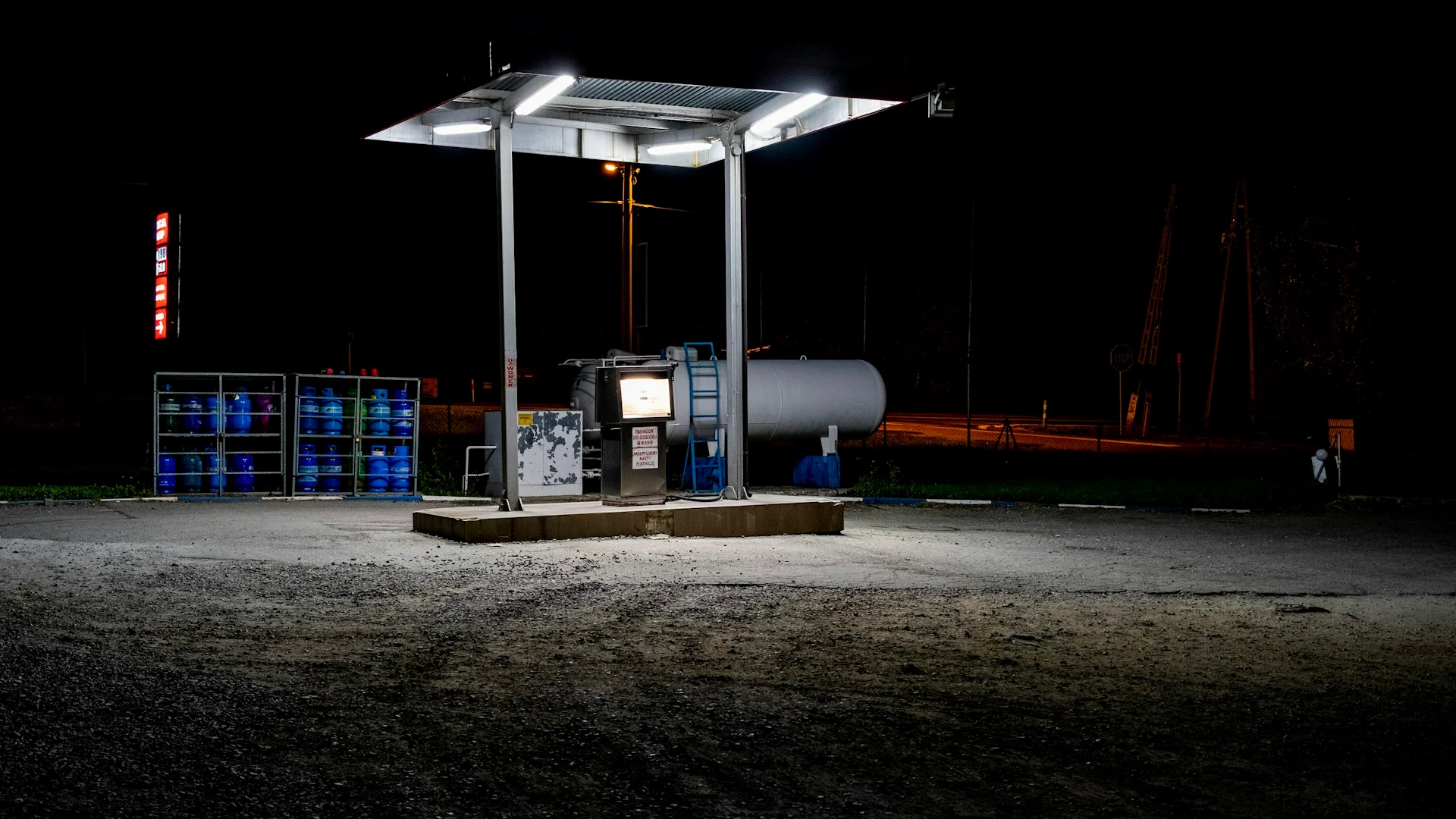 Industrial fuel tanker fleet at night operations